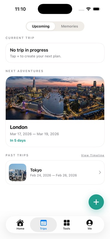 TripPup trips screen